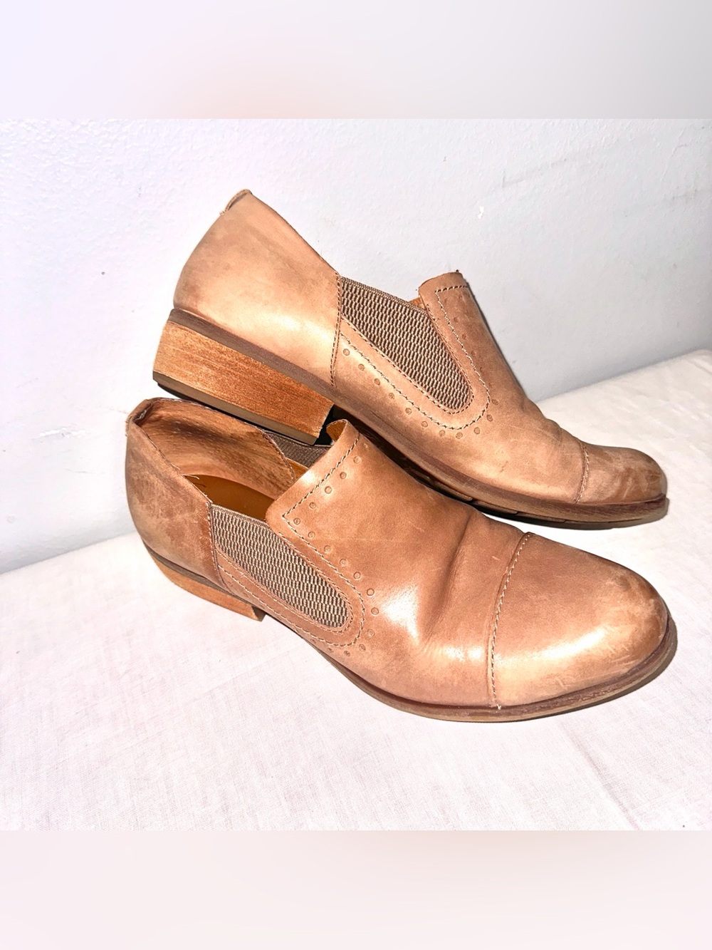 Kork-Ease Women's Leather Slip-On Loafers Booties in Tan Brown Size 9.5